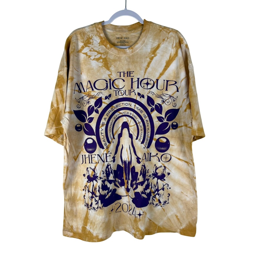 Jhene Aiko The Magic Hour Tour 2024 Shirt XXL 2XL Yellow Tie Dye‎ R&B Merch NWOT